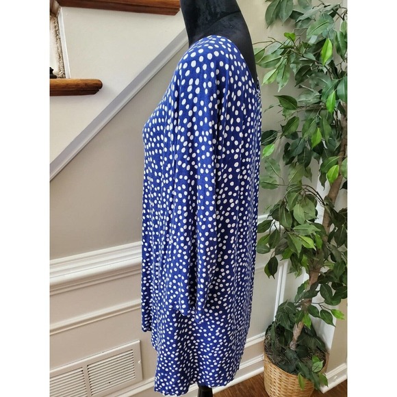 Chico's Blue Polka Dot Rayon Round Neck Long Sleeve Casual Top Blouse (3) XL - Picture 5 of 11